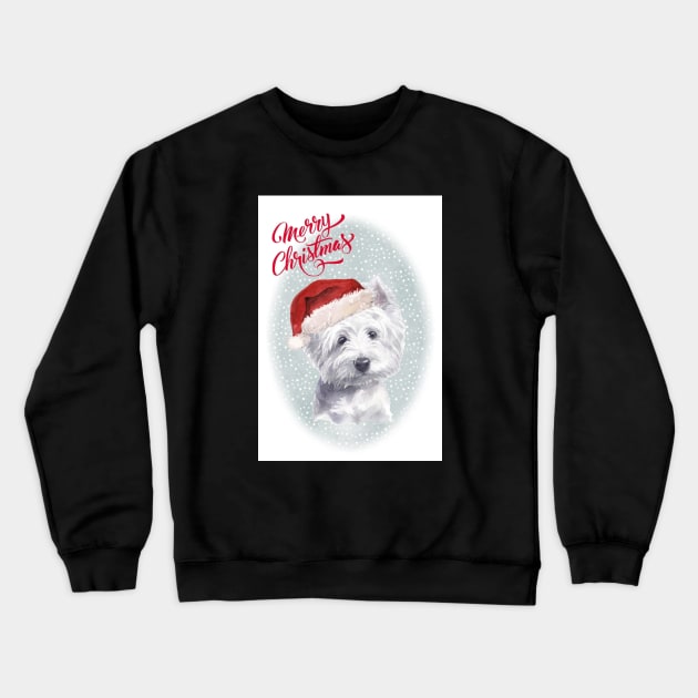 West Highland Terrier Merry Christmas Santa Dog Crewneck Sweatshirt by Puppy Eyes